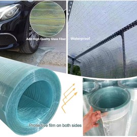 Polycarbonate Plastic Roofing Sheet Clear Roofing Panels Insulated Rainproof Greenhouse Panels Glass Fiber Roofing Canopy Cover for Farming, Sunroom 4x32.8ft(1.2x10m)