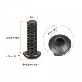 TA-VIGOR 10Pcs M8 x 25mm Alloy Steel Button Head Hex Socket Cap Screws, Flanged Button Bolts Nuts Hex Drive Fastener for Machine