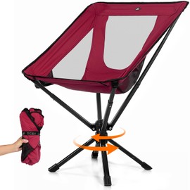 TCEK Portable Camping Chair - SwivelCore 180 Swivel & Auto-Return, Small Compact Lightweight Folding Chairs for Adults, Outdoor Backpack Chair for Adventures, Setup in Seconds, Support 300 LBS
