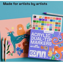 ARTISTRO 60 Acrylic Paint Markers for Fabric, Rocks, Paper, Wood, Canvas, Glass, DIY -...