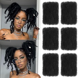 XIIMENALU Afro Kinky Curly Braiding Bulk Hair for Mini Twists Afro Kinkys Bulk Synthetic Hair Cuban Twist Hair Soft Locs Micro Spring Twist for Dreadlocks Loc Repair (1B#, 8 Inch (Pack of 6))