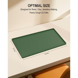 NPOOYI Silicone Art Mat for Crafts, 12" x 19" Waterproof Non-Slip Painting Mat for Kids with Raised Sides, Protects Surfaces Perfectly for Crafts, Legos, Slime, Resin, Paint & Jewelry-Making, Green