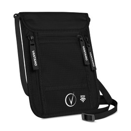 Premium Neck Wallet Travel Pouch and Passport Holder, RFID Protected, Fits Passport with cover. Passport Holder Neck For Men and Women, Onyx