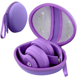 co2CREA for Beats Studio Pro / Studio3 / Solo4 / Solo3 Headphones, Hard Travel Case Compatible with Beats Wireless On-Ear Headphones (Purple Case)