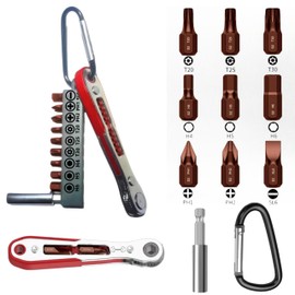 12 in 1 18mm Screwdriver Bits,S2 Ultra Short Magnetic 1/4 Mini Bits,Right Angle Screwdriver Set, 36-Tooth Mini Ratchet Wrench,90 Degree Offset Ratchet,Ratchet Screwdriver Suitable for Tight Spaces