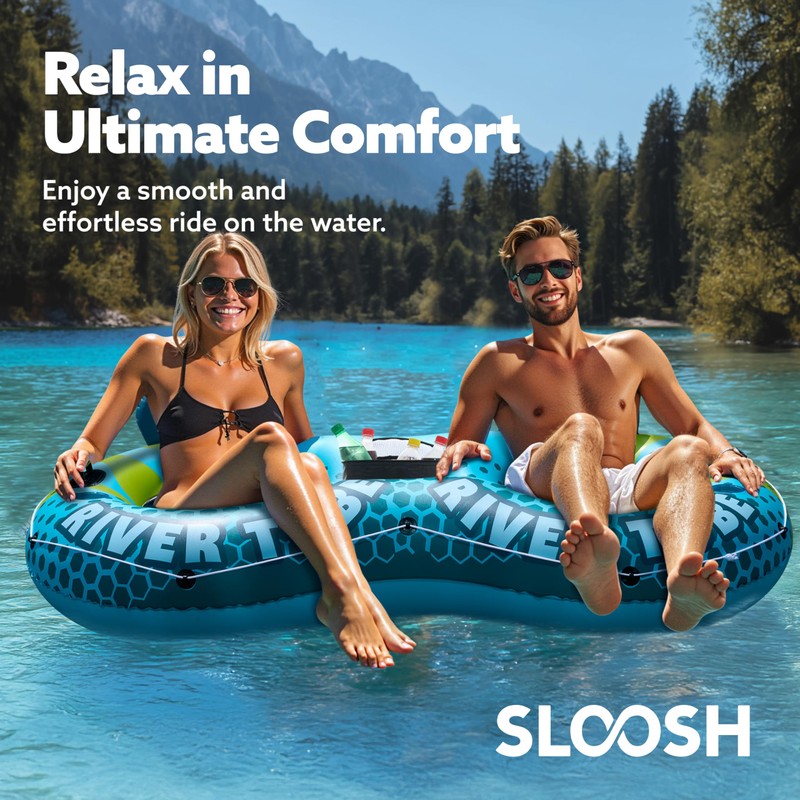 SLOOSH 2-Person Inflatable River Tube - Heavy Duty River Run