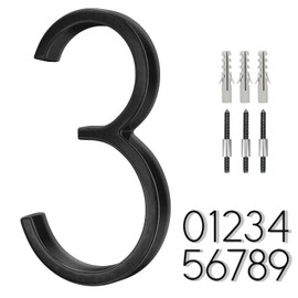6 Inch Stainless Steel Floating House Number, Metal Modern House Numbers, for Outdoor Mailbox Yard Home Wall DoorGarage Gate with Nail Kit, Coated Black, 911 Visibility Signage