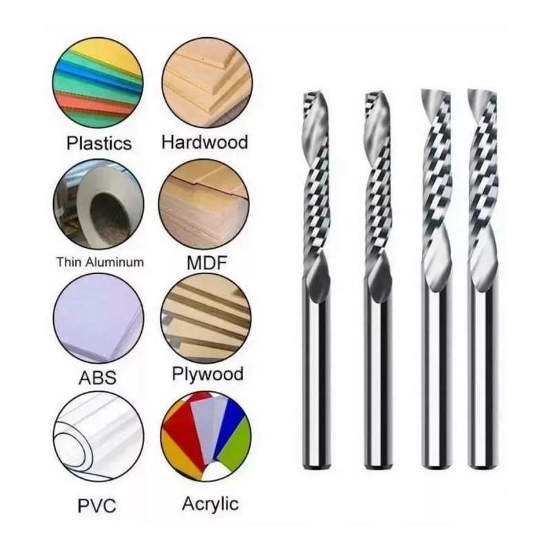 YG-05 Broca Fresa 1/8 Carburo Aluminio Acrílico Mdf 1 Filo