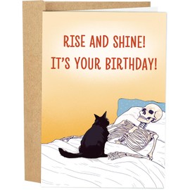 Naixiwen Funny Skeleton Cat Meme, Sarcastic Birthday Card for Cat Mom & Dad