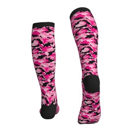 Guiteinyi Camo Compression Socks for Women Men 15-20mmHg Knee High Stock for Running Work Support Nurses Travel