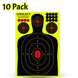 LikeLety 10 Pack 12 x18 Inch Silhouette Splatter Targets, Adhesive Shooting Target Stickers with Yellow Effect for Outdoor Indoor Practice