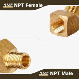 JUWO 1/4" NPT Female x 1/4" NPT Male 45 Degree Barstock Street Elbow, Brass Pipe Fitting for Air, Propane, LP and Natural Gas (1-Pack)