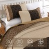 Boho King Size Quilt Set,Striped Plaid Bedspread Coverlet Set,Light Brown