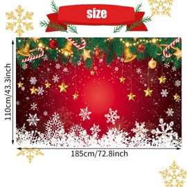 Christmas Backdrop Banner, Large Fabric Red and Xmas White Snowflake Backdrop for Merry Christmas Party Decorations, Red Christmas Backdrop Snowflake Photo Background Banner, 72.8 x 43.3 Inch