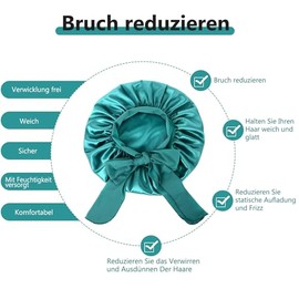 FOLAI 1 St√ºck Schlafm√ºtze Satin Bonnet Nacht Schlaf M√ºtze Verstellbare Schlafkappe Kopfbedeckung Weiche Kopfhaube Schlafhaube Seide mit Gummizug f√ºr Damen und M√§dchenÔºàSchwarzÔºâ
