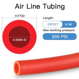 1/4 DOT Air Line Kit for Spring Bag Suspension, Include Truck Trailer Brass DOT Air Brake Line Fittings -Schrader Valves,1/4 NPT Elbow Fitting,Union Tee and and 20 Feet Tubing