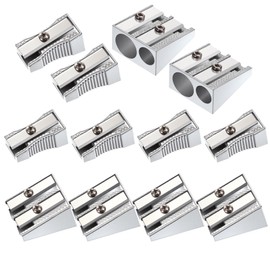 12Pcs Metal Pencil Sharpeners, Manual Pencil Sharpener with Double Holes for Crayon Home Office