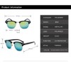 EJDHA Retro Half Frame Sunglasses Black Gold UV Protection Mirrored