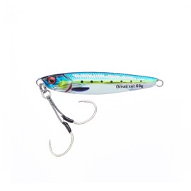 OCEAN CAT Slow Pitch Jig, Flat Fall Jigging Lures, Sinking Lead Metal Bait With Hook for Saltwater Fishing (#089:Glow Blue, 20G)