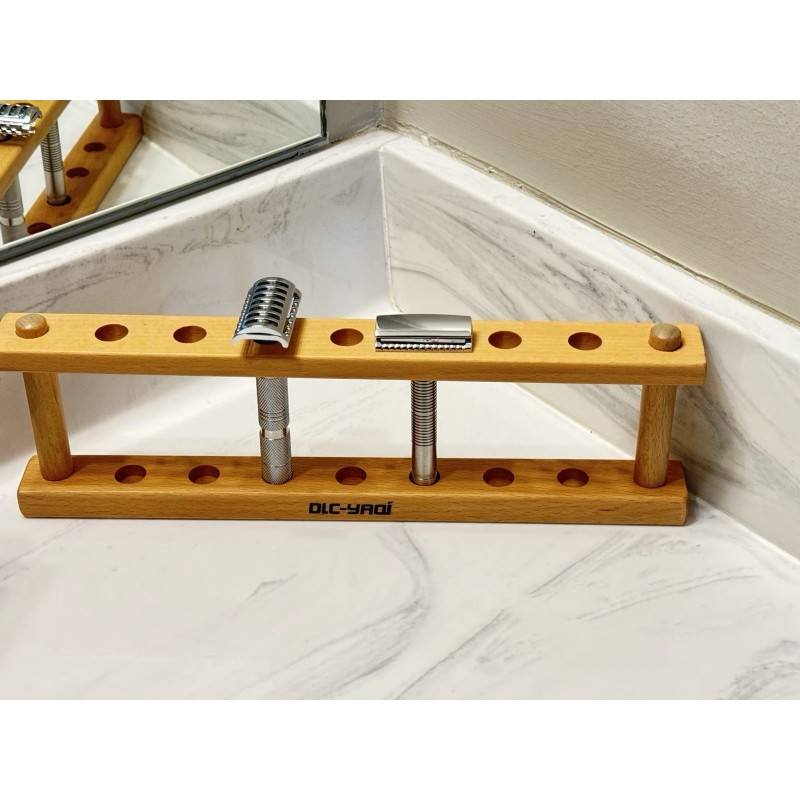 YAQI Wood Razor Holder Display Storage For 7 hole Multiple