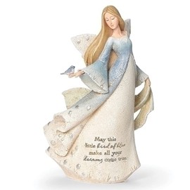 Roman Bluebird Happiness Angel, 8.5-inch Height, Polyresin, Home, Tabletop Décor