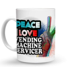 Makoroni - PEACE LOVE VENDING MACHINE SERVICER 6 oz Ceramic Espresso Shot Mug/Cup Design#31