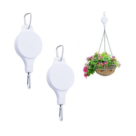 LEICHI 4 Pcs Retractable Hanger Hanging Plants Adjustable Plants Hook Lifting Hanging Tool, Hanging Brackets Hanging Plants Flower Baskets Pots Bird Cage Feeders, White and Black Hanger