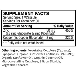 Liposomal Zinc Supplement with Copper | Pure Zinc Citrate Vitamins for Adults for Immune Support, 50mg, 90 Count (Pack of 3)