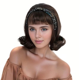 REEWES Retro Wigs 60s Beehive Curl Hair Wig for Women Daily 50s 70s Costume Cosplay Party Womens Wigs with Cap（Brown)