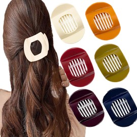 6 PCS Flat Hair Clips for Women, Curved Design, Strong Hold for Thin Thick Hair, Hair Accessories for Women and Girls (Dark Color)