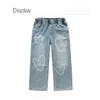 NABER Kids Girls' Casual Elastic Waist Denim Pants Heart Pattern