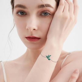 DAYLINLOVE Hummingbird Bracelet 925 Sterling Silver Malachite Hummingbird Bracelets Hummingbird Jewellery Gifts for Women Girls Mum Hummingbird Lovers