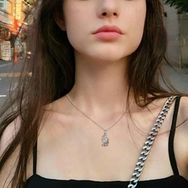 EVER FAITH Unicorn Necklace for Girls 925 Sterling Silver Multicoloured Cubic Zirconia Lucky Unicorn Pendant Chain Gift for Daughter Granddaughter, Sterling Silver