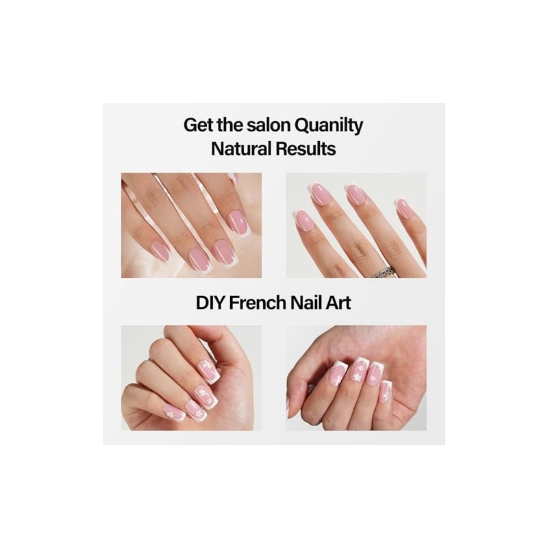 Vansiho Uñas Postizas Francesas de Gel Rosa, Uñas Postizas Cortas