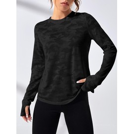 SweatyRocks Women's Lightweight Long Sleeve Workout Sports Activewear T Shirts Criss Cross Back Yoga Sports Tee Black XL