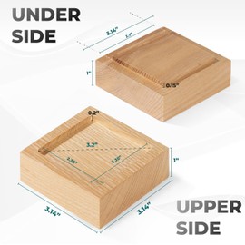 Bed Risers, Furniture Risers (Set of 8-Height 1") Can be Adjusted to 2'' 3''or 4'', Lifts Furniture Risers, Solid Natural Wood Risers, Non-Slip Recessed Hole (Square-Natural Color)
