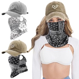 HTTDSLF Baseball Cap Women's Summer Baseball Cap with Heart-Shaped Embroidery Pattern Hat, Outdoor Sports Cap, Adjustable Baseball Cap, Sun Protection Baseball Cap for Summer Sports, with Face Scarves