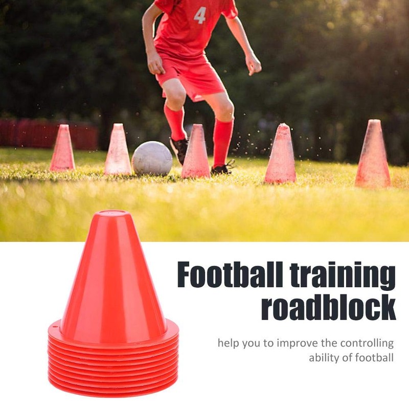 10 football Training Cones 8.5cm, Football Barrier Cones, Plastic Marker