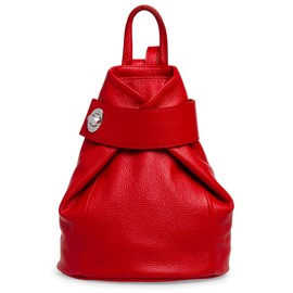 Caspar TL789 Women's Elegant Genuine Leather Backpack Standard Size, red
