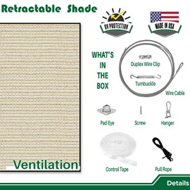 Goleray 7'x7' Retractable Pergola Canopy Replacement Shade Cover Patio Awnings, 240GSM Breathable Outdoor Sun Shade Sail with Cable Hardware for Deck Porch Garage Backyard, Beige