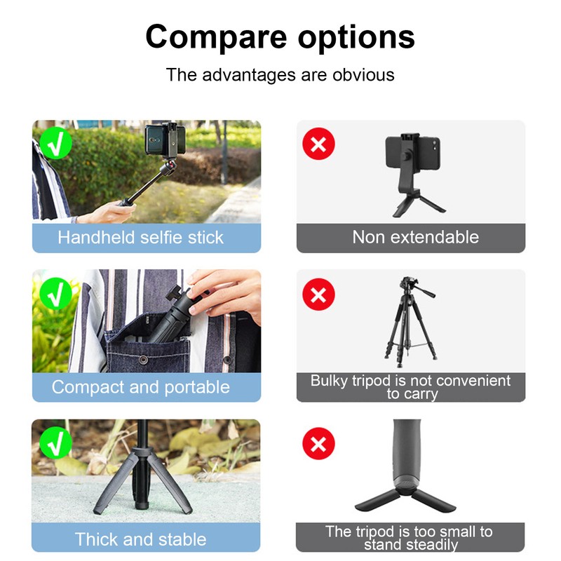 Camera Extension Pole Tripod Aluminum 360 Degree Rotation Extendable 1/4