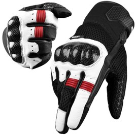 J.A.G. Leather Motorcycle Gloves for Men - Carbon Fiber Knuckle Protection, Motorbike Powersports, Dirt Bike, Touchscreen Gloves for Men and Women, Guantes para Moto.