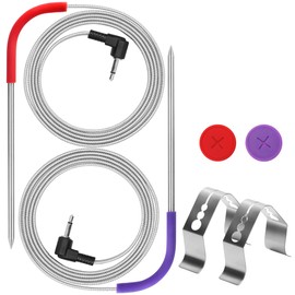 2 Pack Meat Probe Replacement for Pit Boss Pellet Grills and Smokers, 3.5mm Plug Temp Meat Probe with Probe Clips and Grommet, Replace for Pitboss Accessories