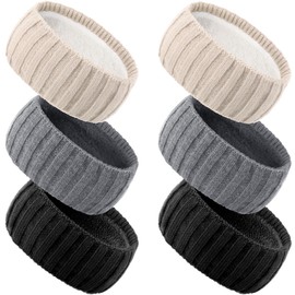 AQOKKA 6 Pcs Knit Winter Headbands for Women Fuzzy Wool Fleece Lined Ear Warmers Crocheted Head Wrap Winter Accessories for Women