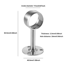 3PCS Curtain Rod Ceiling-Mount Bracket, Stainless Steel Wardrobe Tube Support Bracket Clothes Hanging Rod Holder with Screws for Ceiling Wardrobe Bracket Shower(63-16mm)