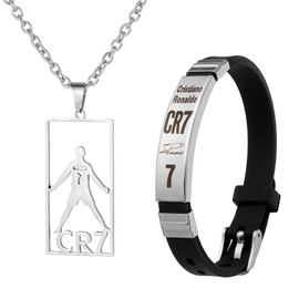 Girihe 2 PCS Football Stuff, Football Necklace for Boys CR7 Bracelet for Boys Footbal Bracelet Ronaldo Necklace, Fotball Bracelets Best Gift f or Boy Who Love Fotball