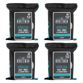 The Nobleman Men's Cooling Face + Body Cleansing Wipes - 4 Pack - 120 Count Post Workout Travel Towlettes