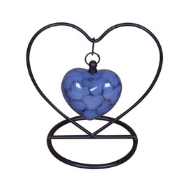 UrnsWithLove Cremation keepsake urn for ashes Heart in my heart Exclusive Protected Design With Box & Stand (Blue Cloud)