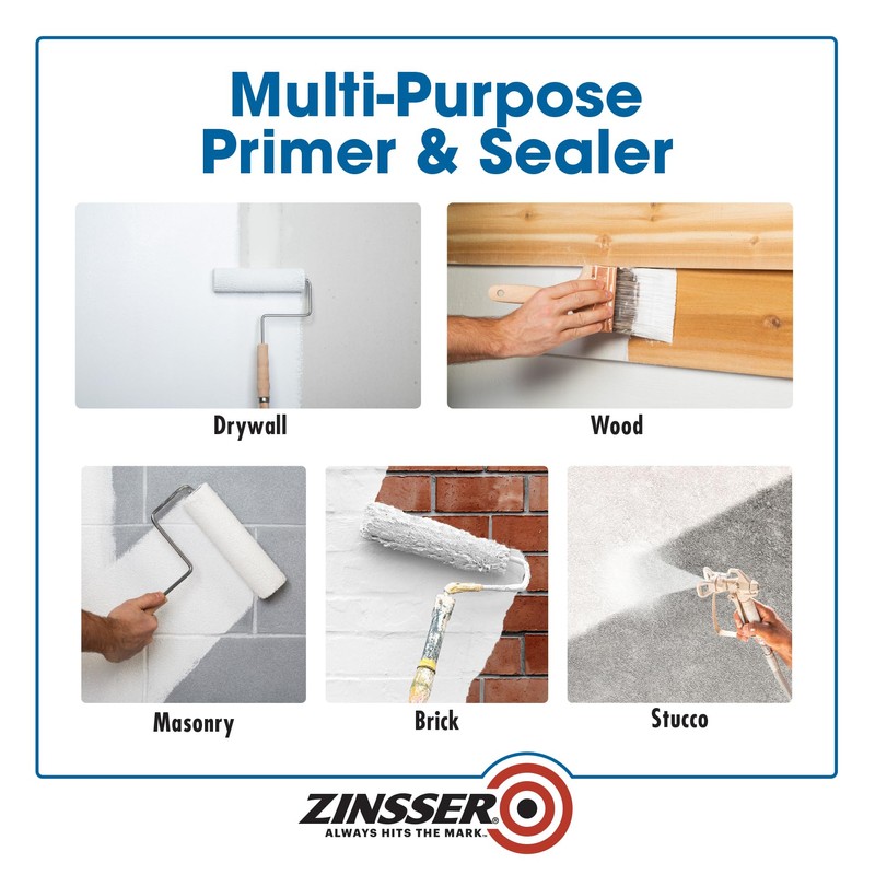 Zinsser 373693 HIDZ Multi-Purpose Primer and Sealer, Quart, Flat White
