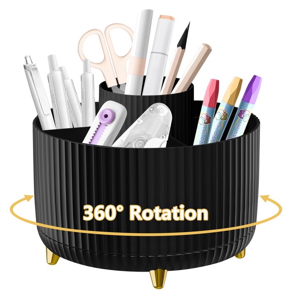 Desk Organiser, 360°Rotating Pen Holder Pen Pot, Makeup Brush Holder